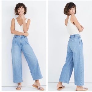 Madewell pleated wide-leg jeans, Kinnon wash, size 10